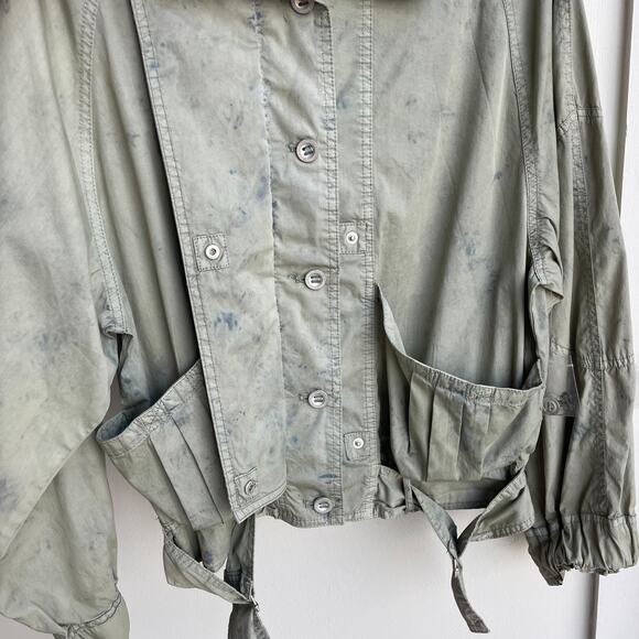 Free People Green Parachute Utility Jacket Size S Lightweight Slouchy Indie - Picture 9 of 16